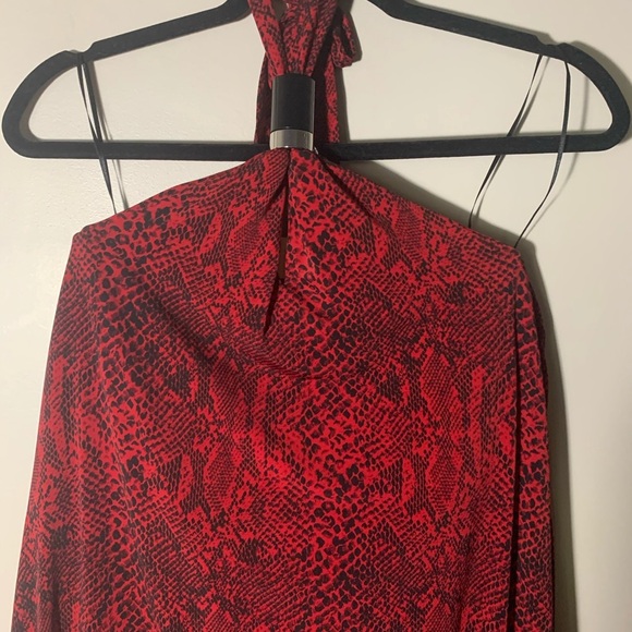 Michael Michael Kors Red Snake Print Halter Dress - Picture 3 of 3